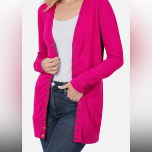 Zenana Women's Viva Magenta Cardigan Sweater